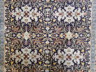 Antique Persian Kashan Rug, Midnight Blue & Ivory, Hand-Knotted, Wool, 4' 8" x 7' 4", Pair B - Jewel Rugs