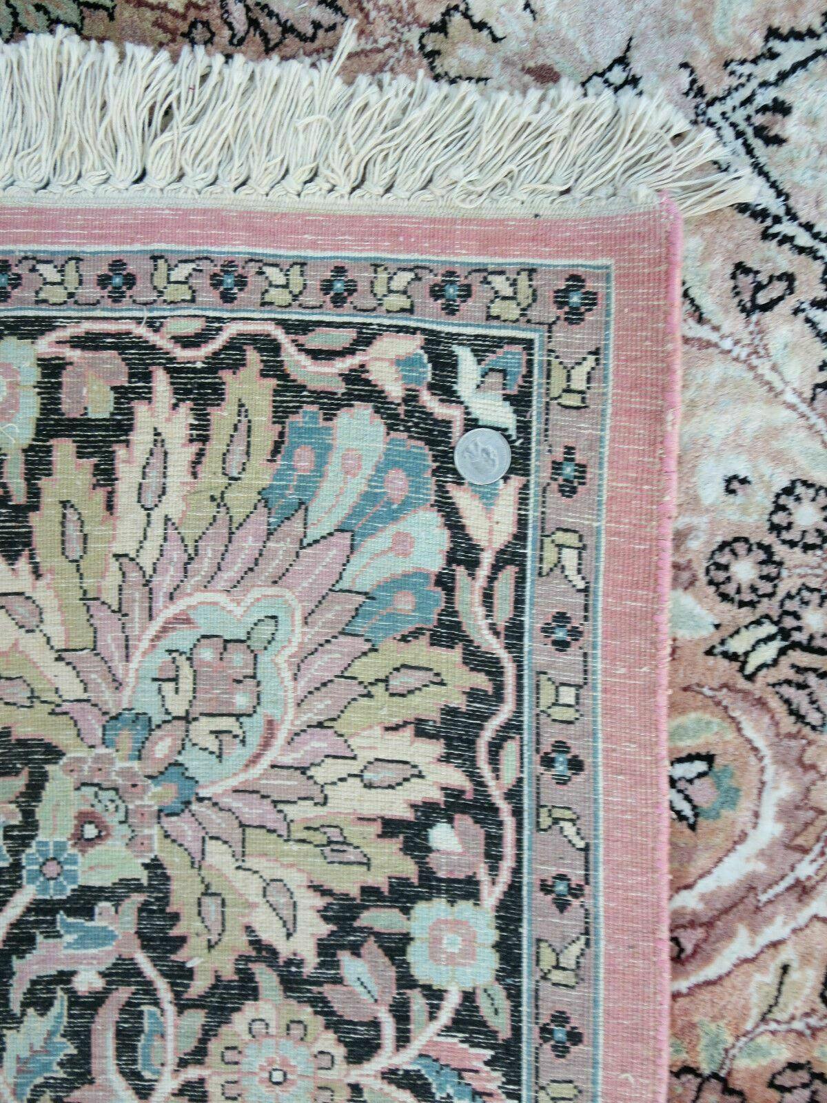 10x14 Large Silk Oriental Rug, Vintage Hand-Knotted Indian Kashmiri Silk Rug, Neutral Colors, High Quality, Great Condition, All Silk Carpet - Jewel Rugs