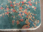 4' X 7' Antique Handmade Art Deco Chinese Peking Wool Rug Flowers Teal Nice - Jewel Rugs