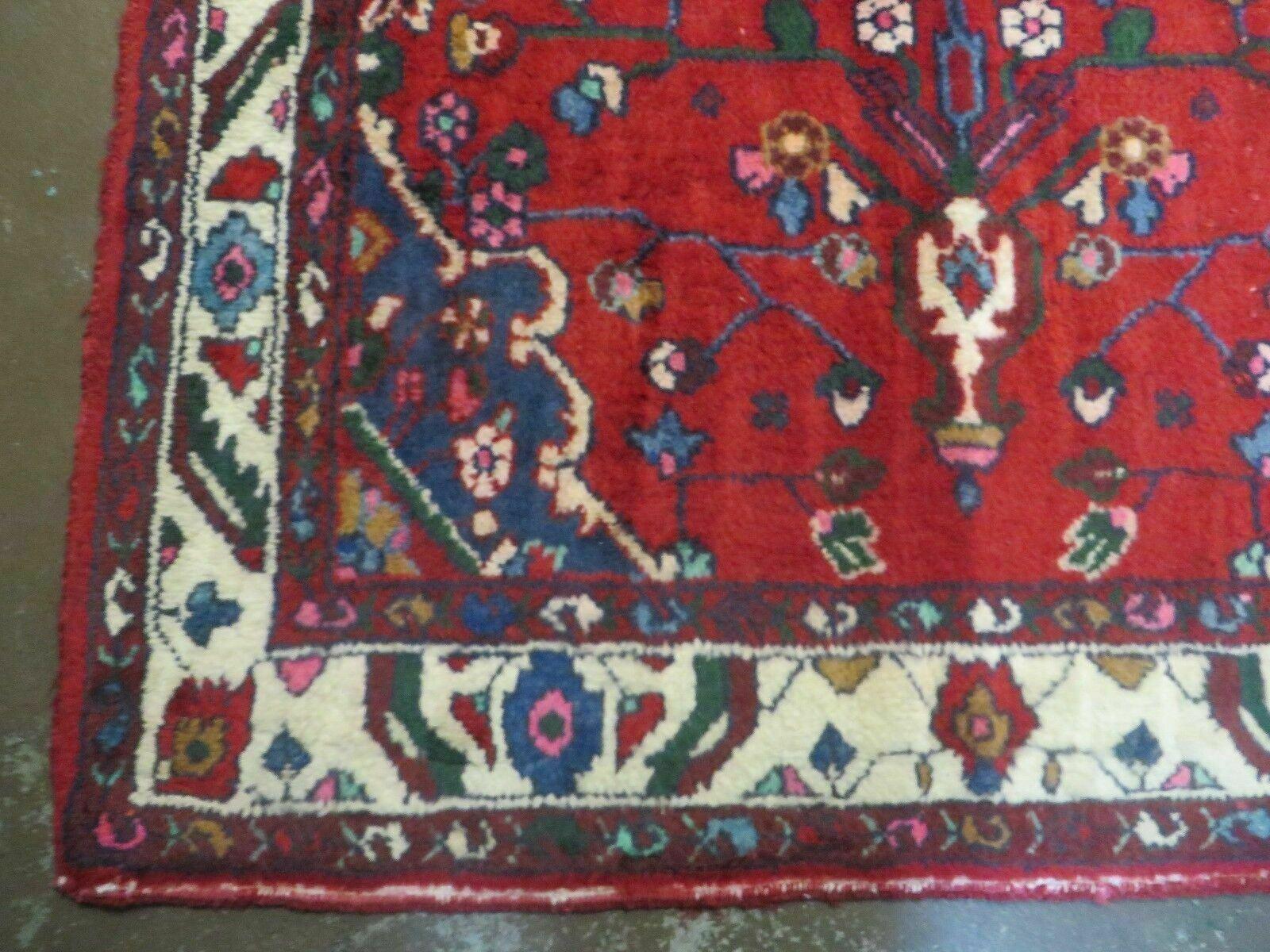 Persian Runner Rug, Antique Lilihan Wool Runner, Tribal Runner, Handmade Oriental Rug, Medallion Allover, Red Cream Blue, 3.6 x 9.7 Hallway Rug 10ft - Jewel Rugs