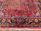 Vintage Persian Hamedan Dargazin Rug, Red, Hand-Knotted, Wool, 7' x 10' 2" - Jewel Rugs