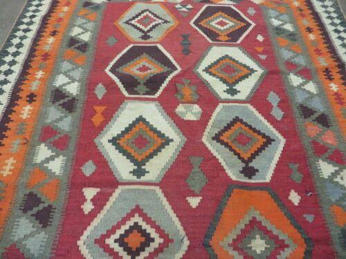 4' X 7' Vintage Turkish Kilim Hand Made Flat Weave Wool Rug Veg Dye Nice - Jewel Rugs