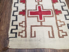 Semi Antique Navajo Rug 3x5, Wool Hand Woven, First Aid Cross Navajo American Blanket, Kilim Rug, Ivory Red, Nice, Rare Navaho Blanket - Jewel Rugs