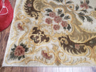 Aubusson Rug 10x14, Elegant French European Design, Vintage Handmade Carpet with Pile, Beige Floral Dining Room Rug, Living Room, Soft Wool - Jewel Rugs