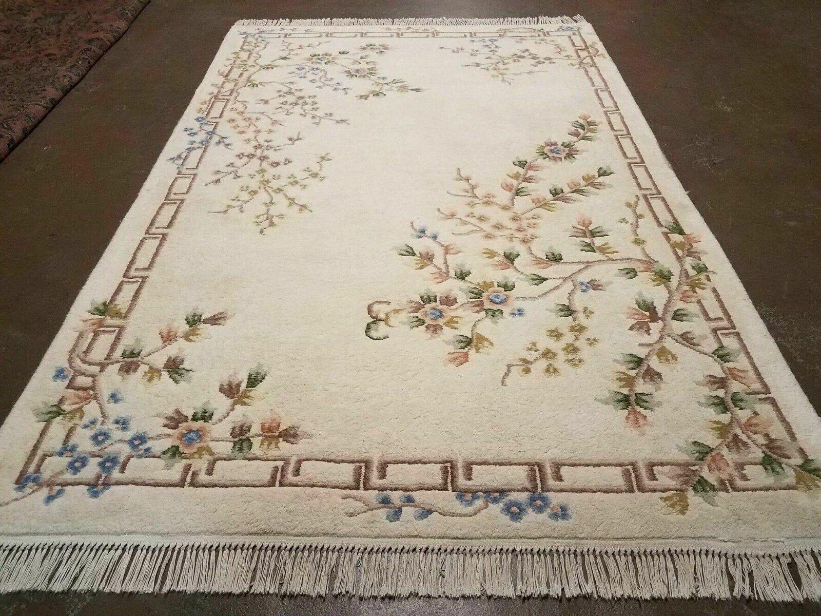 6' X 9' Vintage Handmade Indo Chinese Wool Rug Nice - Jewel Rugs