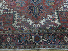 6'7" X 9' Antique Handmade India Geometric Oriental Wool Rug Organic Red Blue - Jewel Rugs