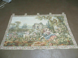 3' 7" X 5' 7" European Tapestry French Made Aubusson Design Loomed Picnic Nice - Jewel Rugs