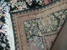 9' X 12' Vintage Handmade Pakistan Floral Wool Rug Black Detailed Nice - Jewel Rugs