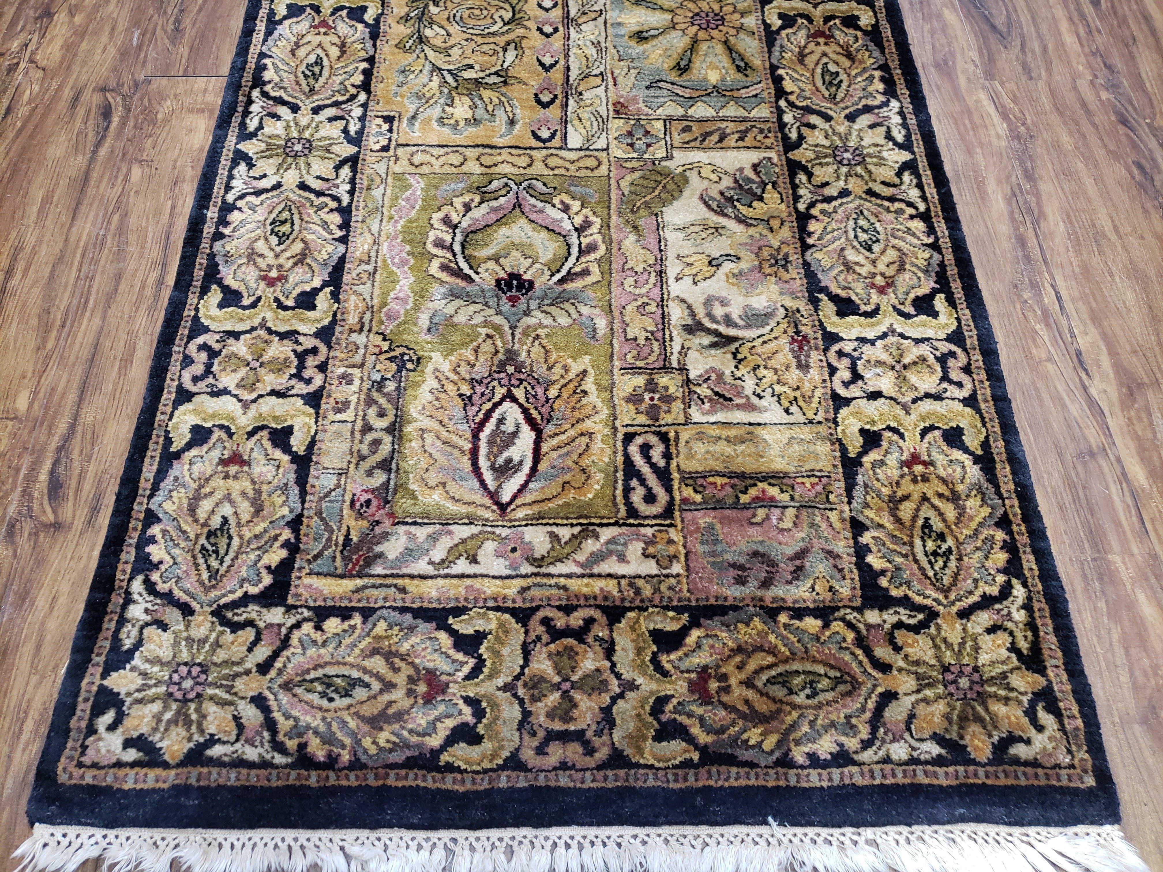 Indo Mahal Runner Rug 3 x 12, Indian Teawash Runner, Traditional Oriental Runner 3x12, 12ft Hallway Rug, Wool Handmade Runner Panel Design - Jewel Rugs