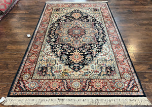 5.9 x 9 Karastan Rug Navy Heriz #700/701, Karastan Wool Pile Carpet, Original 700 Series, Vintage Geometric Oriental Rug Discontinued