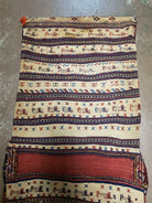 26" X 56" Antique Handmade Authentic Tribal Wool Rug Double Bag Tobreh - Jewel Rugs