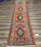 Rare Persian Tribal Runner Rug 3 x 11, Sarab Serab Persian Runner, Antique 1920s Collectible Geometric Medallions Oriental Wool Runner, Hand Knotted, Bright Orange-Red - Jewel Rugs