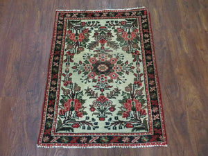Small Persian Rug 2 x 2.5, Tiny Persian Hamadan Carpet, Cream Red, Floral Medallion, Vintage Wool Rug, Handmade Hand-Knotted Oriental Rug - Jewel Rugs