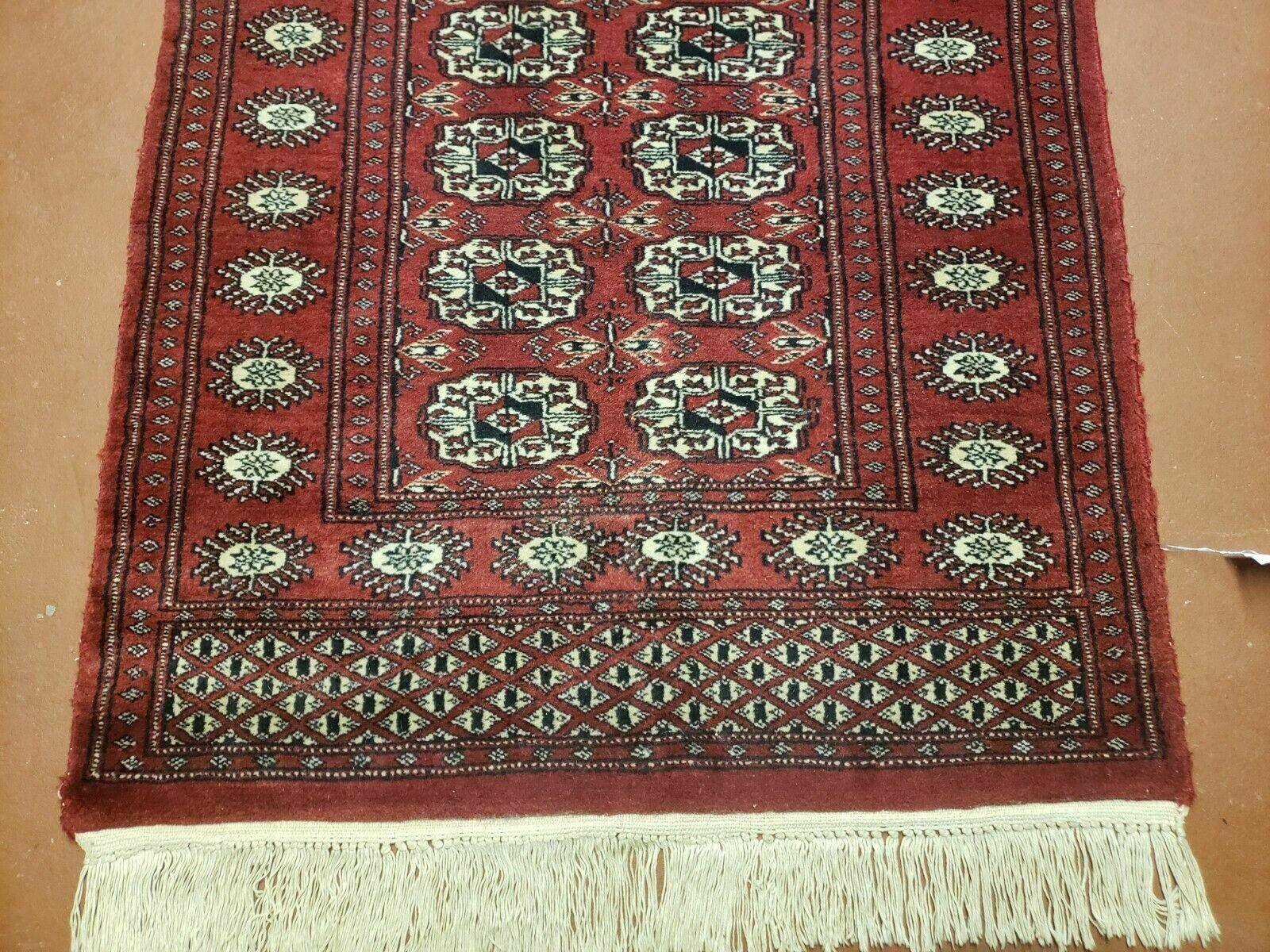 2' 8" X 6' Vintage Handmade Bokhara Turkoman Pakistani Wool Short Runner Rug - Jewel Rugs