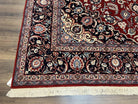 Pak Persian Rug 8x10, Vintage Pakistani Oriental Rug, Maroon Dark Blue Cream, Handmade Wool Carpet 8 x 10, Allover Floral Medallion Fine Rug - Jewel Rugs