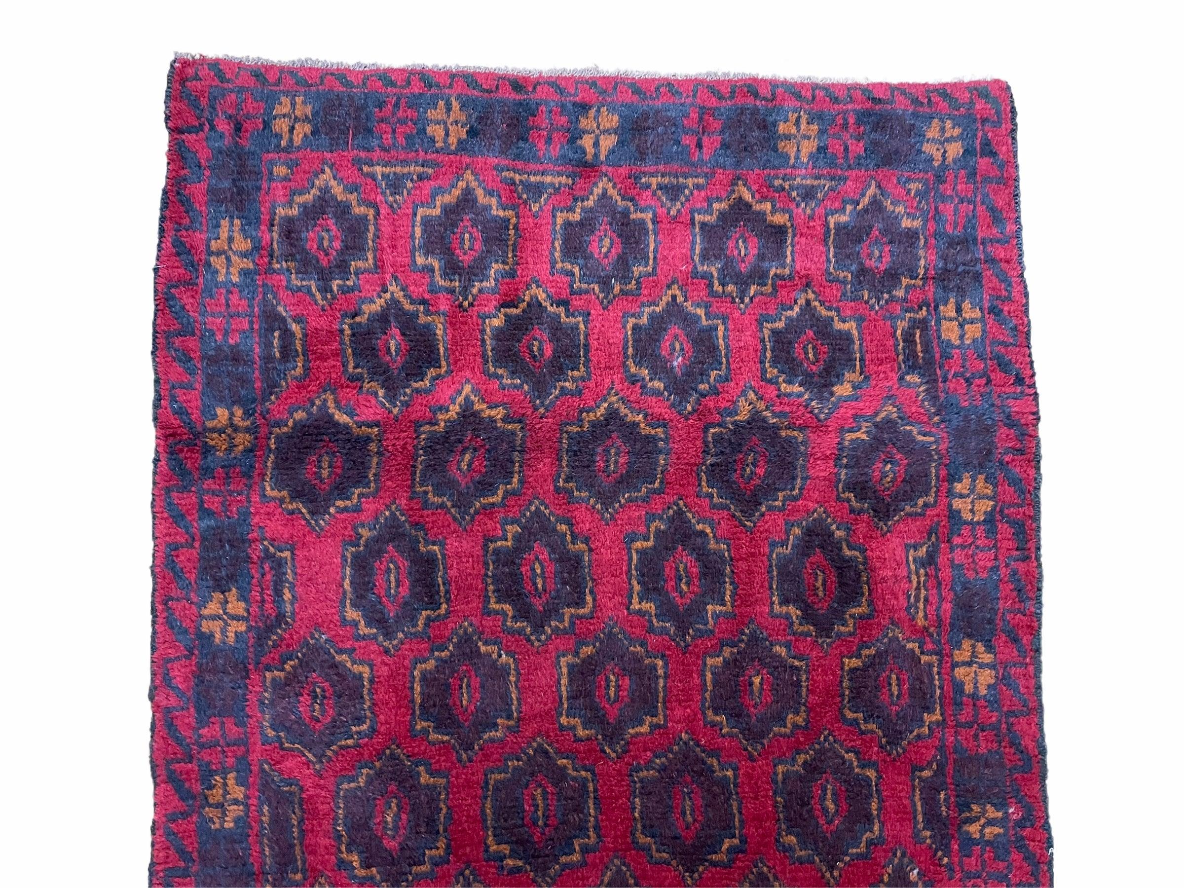 2' 10" X 4'7" Vintage Handmade Tribal Wool Rug Balouchi Rug Afghan Rug Red Blue - Jewel Rugs