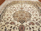 8x10 Oriental Carpet - Persian Design Rug - Wool Hand Knotted Area Rug with Silk Rug - Very Fine Beige Floral Rug - Elegant Dining Room Rug - Jewel Rugs