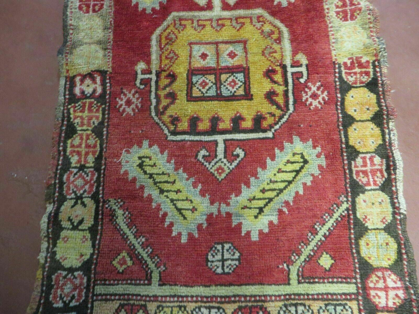 21" X 37" Antique Handmade Turkish Oushak Oshak Yastik Wool Rug Mat Turkey Nice - Jewel Rugs