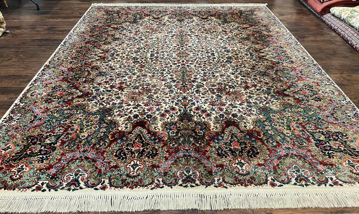 8.8 x 10.6 Karastan Rug Floral Kirman 742, Wool Karastan Carpet, Vint