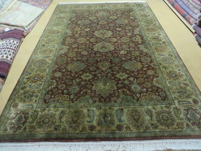 6' X 9' Handmade India Floral Oriental Wool Rug Carpet Tea Wash Red Hand Knotted - Jewel Rugs