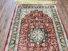 3x5 Silk Hand-Knotted Rug, Silk Oriental Carpet 5 x 3, Red & Ivory, Floral Medallion, Gold Fringes, Semi Antique Vintage Traditional Rug - Jewel Rugs