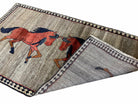 4 X 7 Handmade Hand-Knotted Quality Wool Rug Pictorial Horses Veggie Dyes Tribal - Jewel Rugs