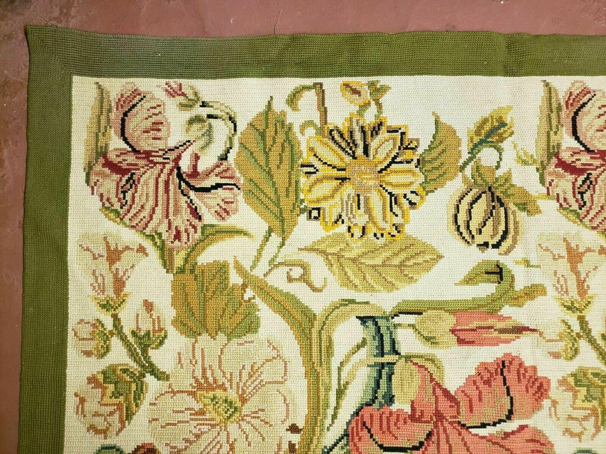 Needlepoint Rug 10x13 Handmade English Needlepoint Floral Roses Carpet