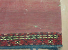 2.5' X 4' Antique Handmade Red Turkoman Tribal Wool Rug Cushion Case Elephant Foot Design - Jewel Rugs