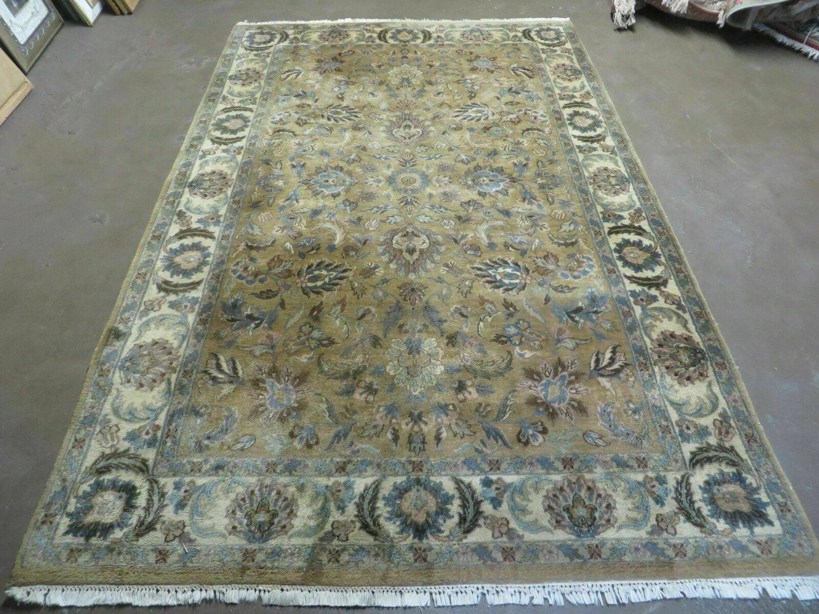 5' 6" X 9' Vintage Handmade Jaipur Indian Floral Oriental Wool Rug Veg Dyes - Jewel Rugs