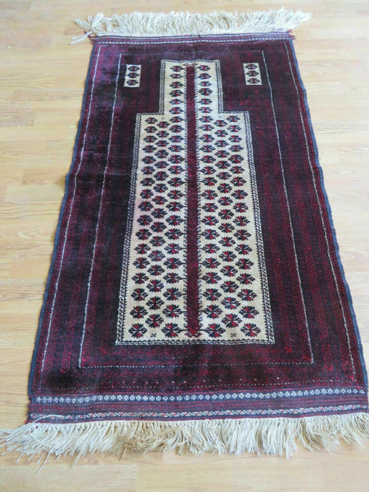 3' X 5' Handmade Fine Knotted Balouch Turkoman Prayer Silk Wool Rug - Jewel Rugs