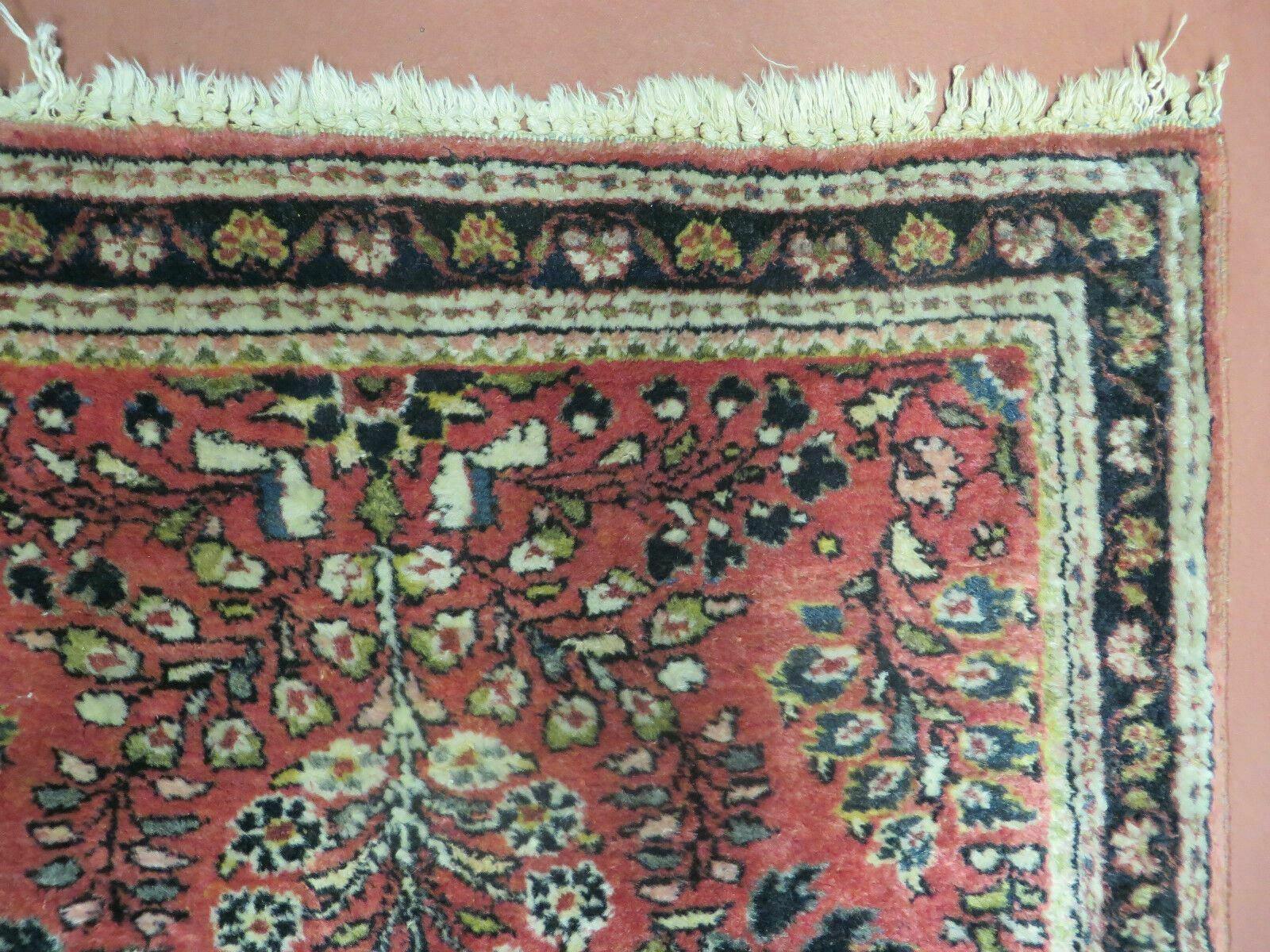 2' X 4' Antique Handmade Fine India Floral Oriental Wool Rug Vegetable Dye Nice - Jewel Rugs