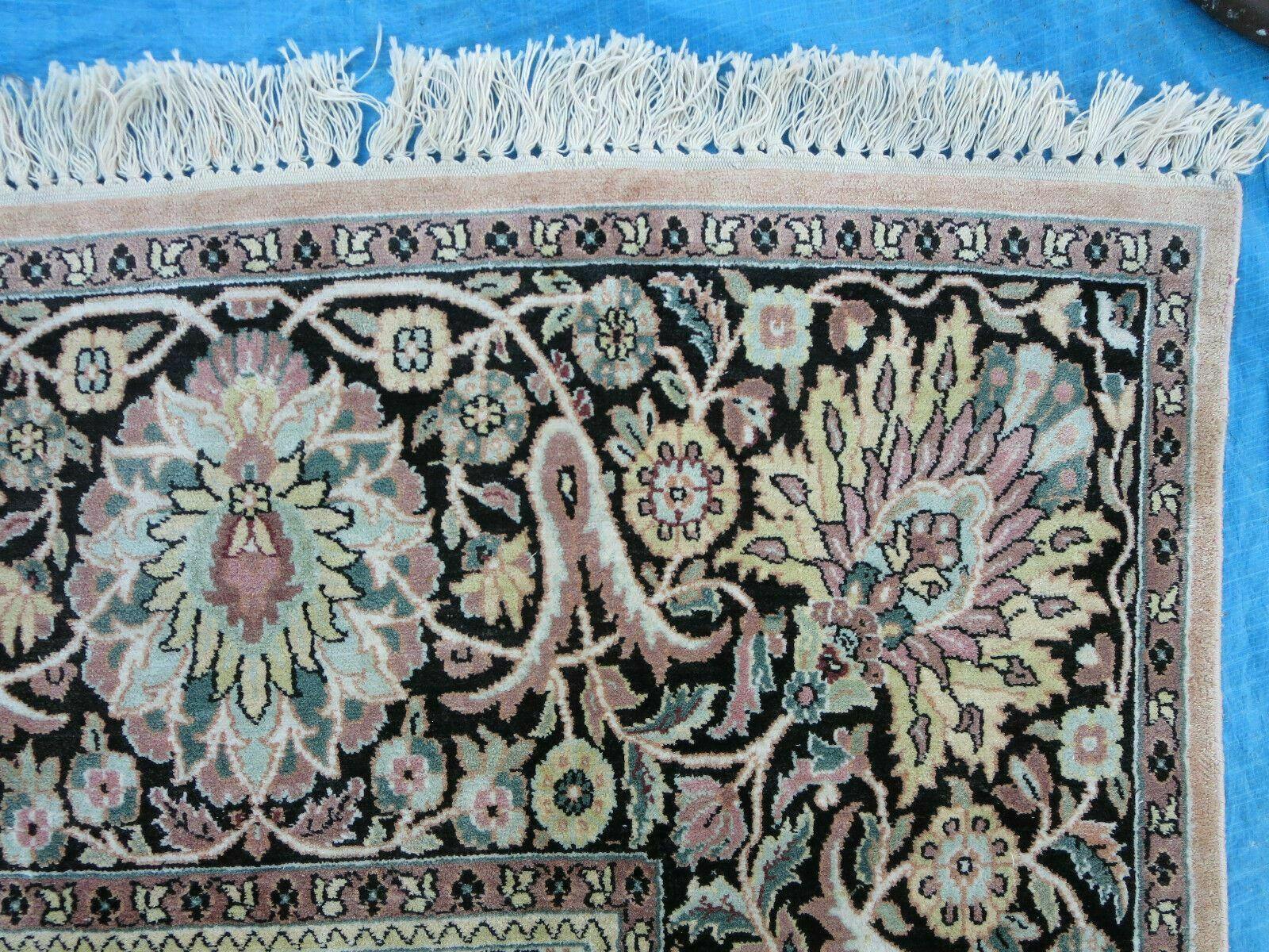 10x14 Large Silk Oriental Rug, Vintage Hand-Knotted Indian Kashmiri Silk Rug, Neutral Colors, High Quality, Great Condition, All Silk Carpet - Jewel Rugs