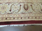 10' X 15' Vintage Handmade India Agra Larastan Wool Rug Floral Beauty Wine Red - Jewel Rugs