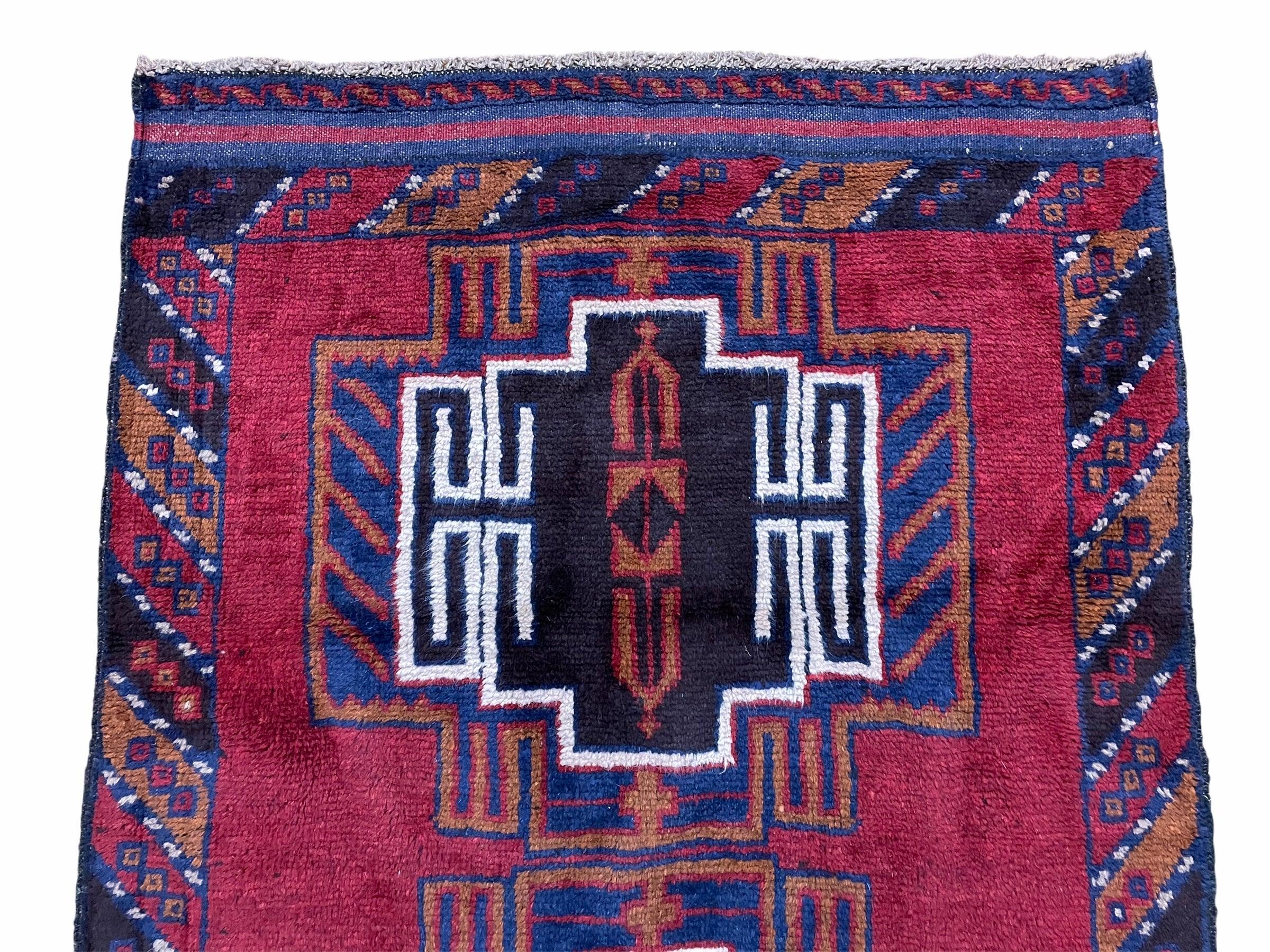 3 X 5 Vintage Handmade Tribal Wool Rug Balouchi Rug Afghan Rug Red Beige Nice - Jewel Rugs