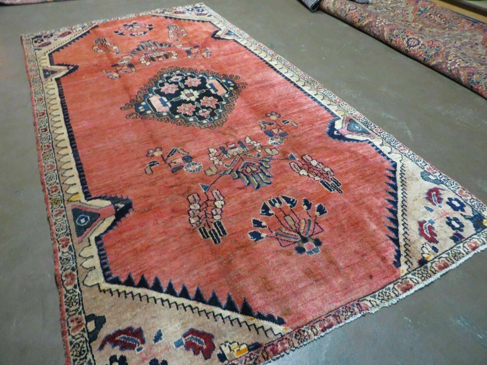 5' X 9' Antique Handmade India Floral Oriental Wool Rug Vegetable Dye Red Nice - Jewel Rugs