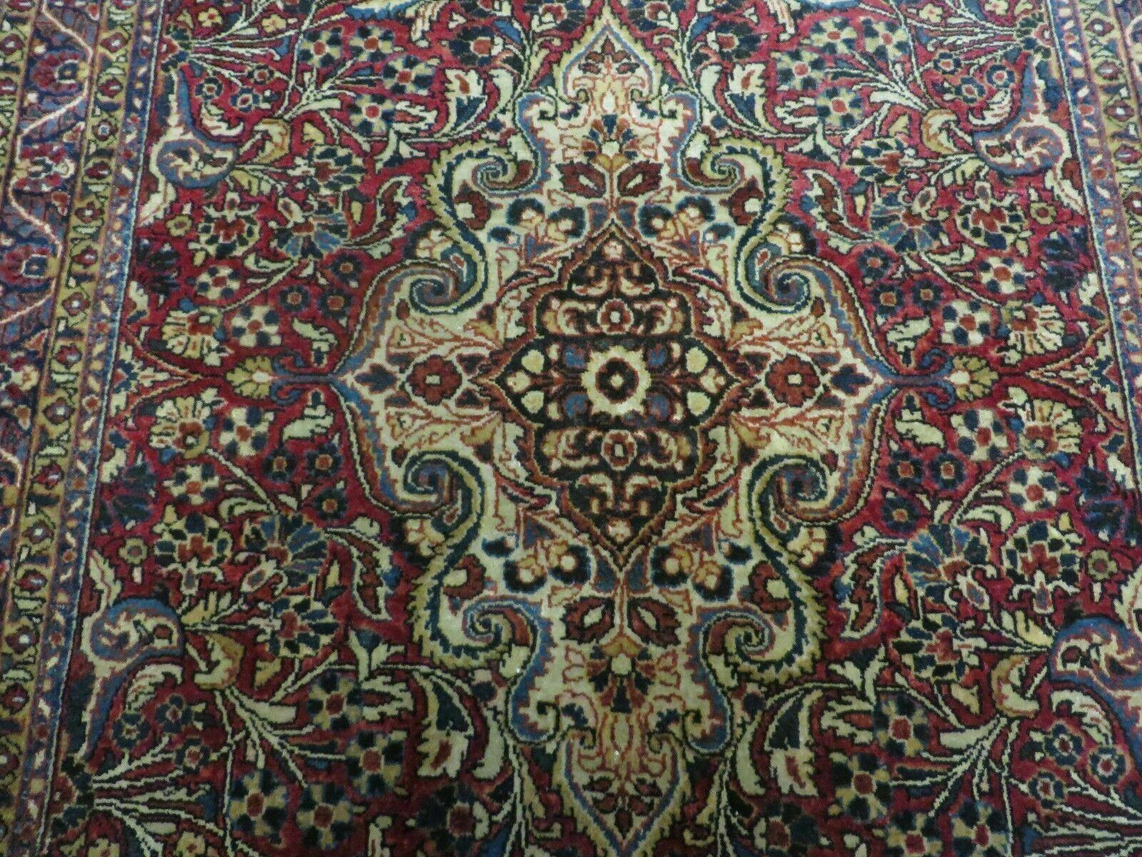 3' 5" X 5' Antique Handmade Indian Agra Fine Weave Wool Rug Organic dye Nice - Jewel Rugs