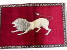 4 X 6 Handmade Hand-Knotted Quality Wool Rug Zagros Lion Red Ivory Tribal Rug - Jewel Rugs