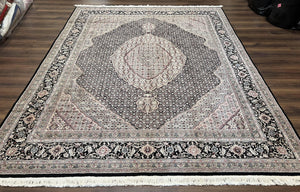 Sino Persian Rug 8x10, Wool and Silk Oriental Carpet, Herati Mahi Pattern, Medallion, Very Fine Rug, 8 x 10 Vintage Area Rug, Hand Knotted - Jewel Rugs