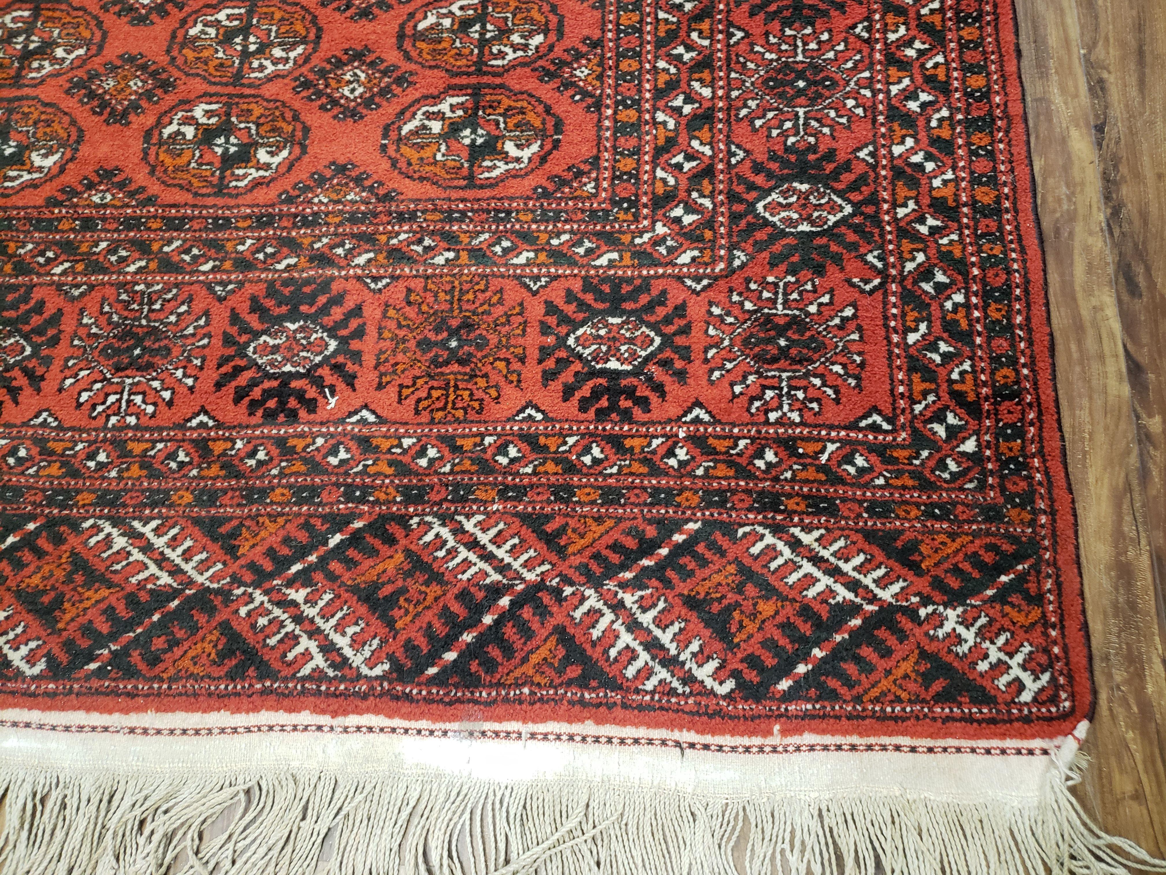 Red Bokhara Rug 7x13, Traditional Turkoman Carpet, Afghani Rug 7 x 13, Afghanistan Carpet 7.3 x 12.9, Hand-Knotted, Vintage, Wool, Nice - Jewel Rugs