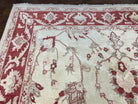 Peshawar Rug 8x12 Pakistani Carpet, Oriental Rug 8 x 12 Chobi Rug, Beige and Red, Allover Large Floral Design, Hand Knotted Vintage Wool - Jewel Rugs