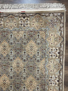 Super Fine Persian Isfahan Rug 3x5 ft, Kork Wool on Silk Foundation, Repeated Floral Motif, Taupe Tan Hand Knotted Oriental Carpet 3 x 5 ft, Signed - Jewel Rugs