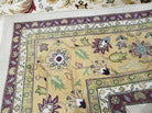 10' X 13' Vintage Hand-Knotted Made India Agra Wool Rug Vegetable Dye Ivory Gold - Jewel Rugs