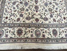 Indo Persian Rug 8x10, Wool Hand Knotted Carpet, Vintage Indian Oriental Carpet 8 x 10, Ivory Light Blue, Allover Floral, Traditional Rug - Jewel Rugs