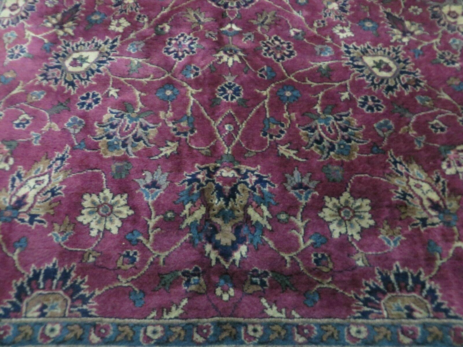 8' X 10' Antique Handmade Larastan Indian Wool Rug Carpet Wine Red Nice - Jewel Rugs