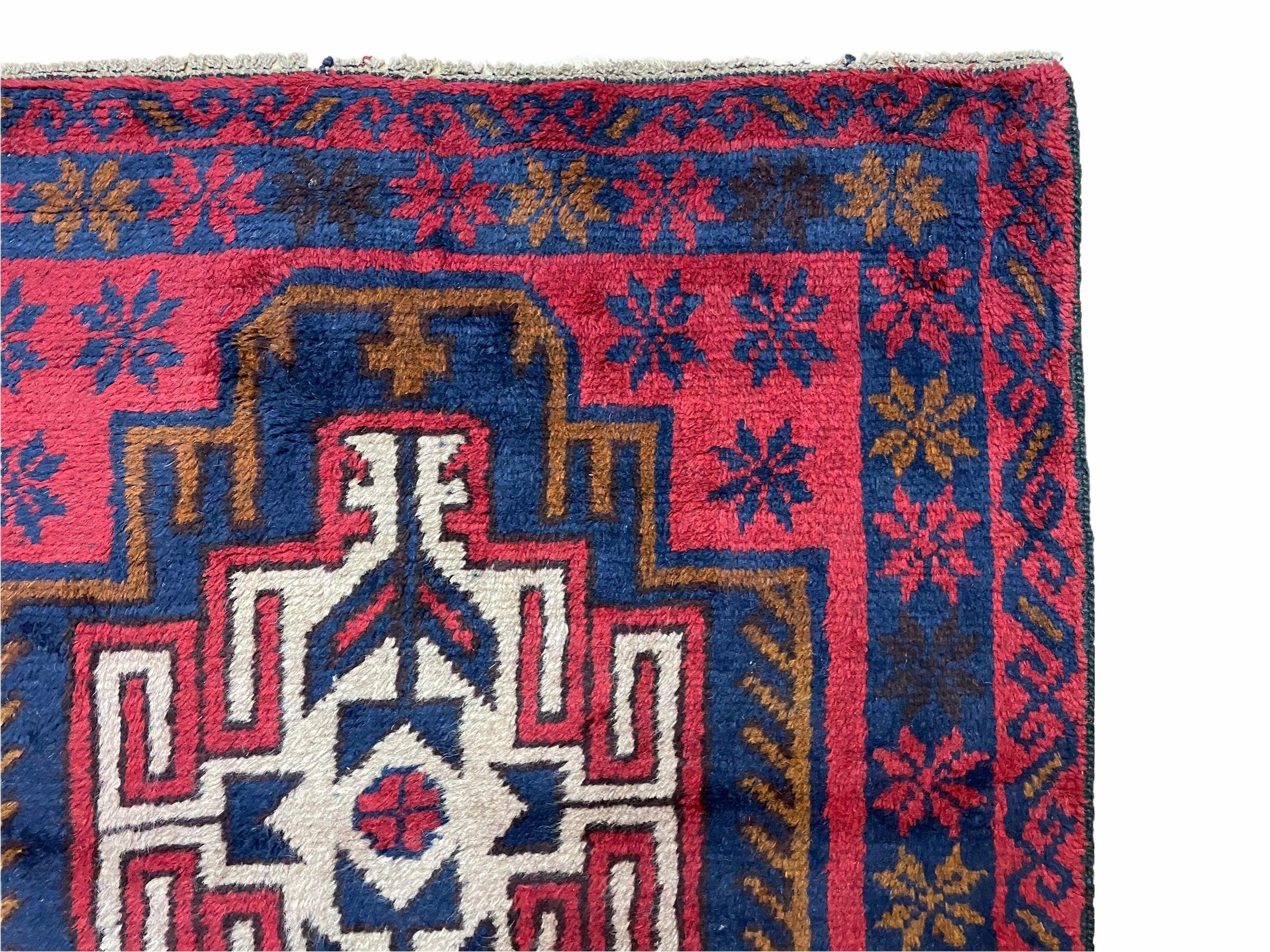 3' X 4' 9" Vintage Handmade Tribal Wool Rug Balouchi Rug Afghan Rug Red Beige - Jewel Rugs