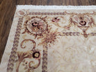 Vintage Ivory Chinese Aubusson Area Rug 6x9, Wool & Silk, Hand-Knotted 120 Line Fine Rug, European Design Carpet, 6 x 9 Master Signature Rug - Jewel Rugs