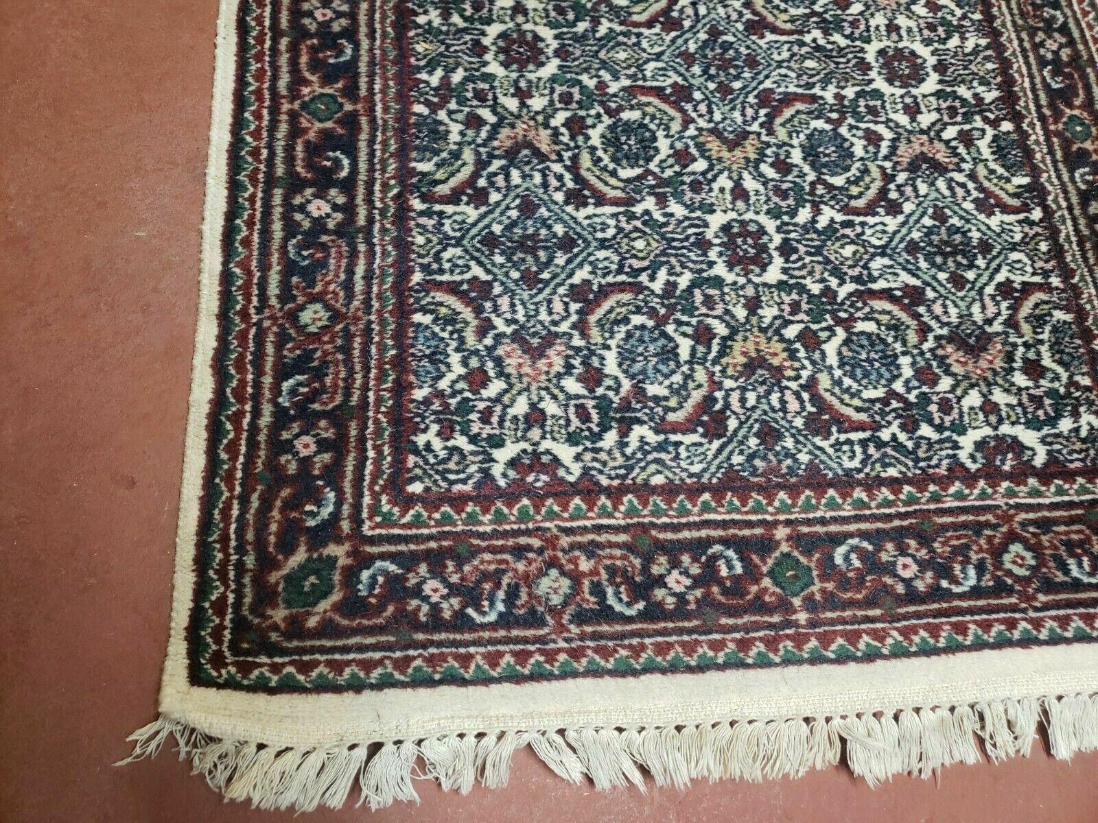 2' 9" X 20' Vintage Oriental India Floral Hand Made Wool Runner Rug Ivory Nice - Jewel Rugs