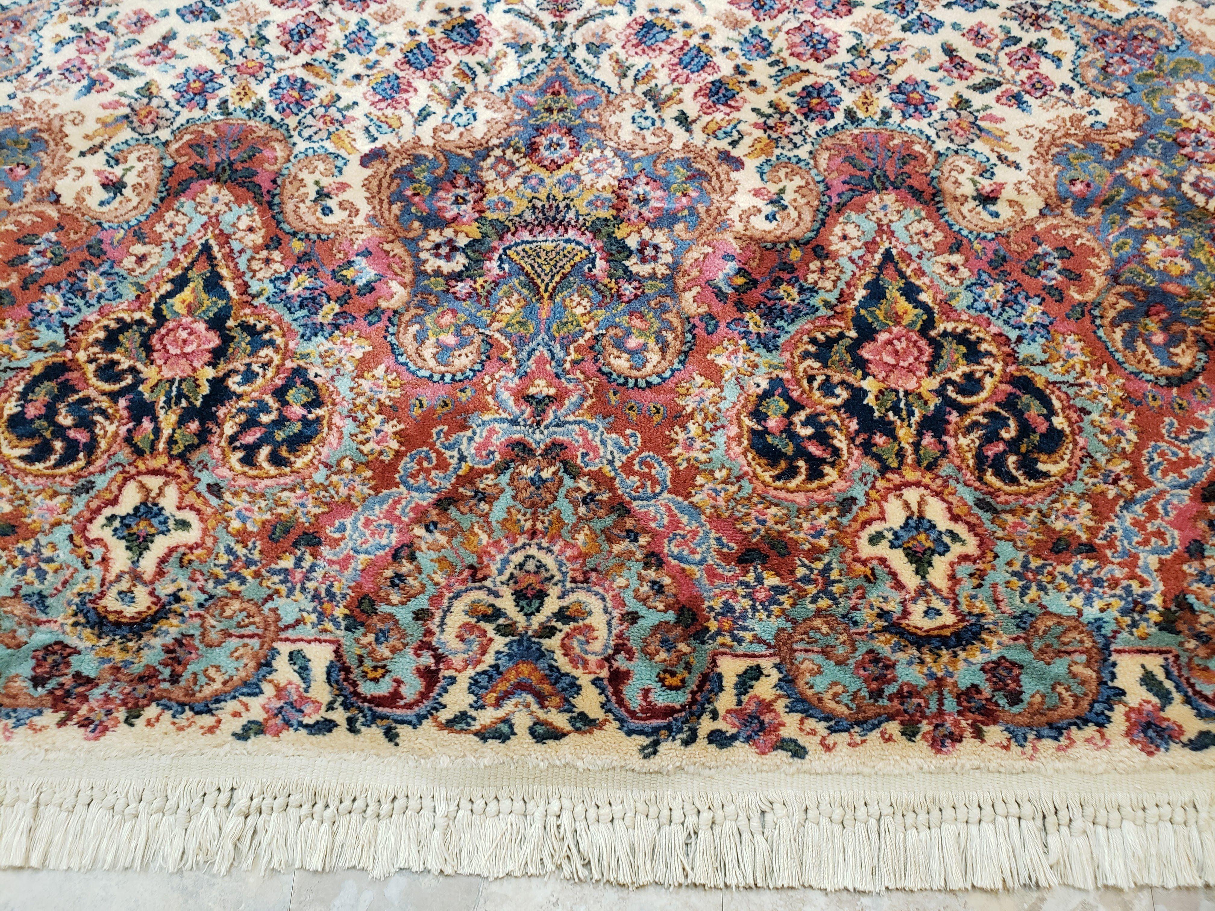 Karastan Kirman Rug, Karastan Floral Kirman #742, Wool Karastan Carpet, Vintage Karastan Area Rug, Original Karastan Rug, Large, 8'7" x 15' - Jewel Rugs