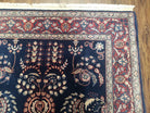 Dark Blue Indo Persian Rug, Medium Size Hand Knotted Oriental Carpet, Traditional Floral Indian Rug, Blue and Red Rug, Entryway Rug Wool Rug - Jewel Rugs