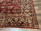 Wonderful Red Persian Sarouk Rug 9x12, 1920s Antique Persian Carpet, Floral Allover Hand Knotted Wool Oriental Rug, Room Sized Rug, Living Room Rug - Jewel Rugs